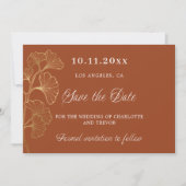 Orangengold beim Hochzeitstag Save The Date (Vorderseite)