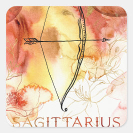 Orangengold des Zodiac Sagittarius Quadratischer Aufkleber