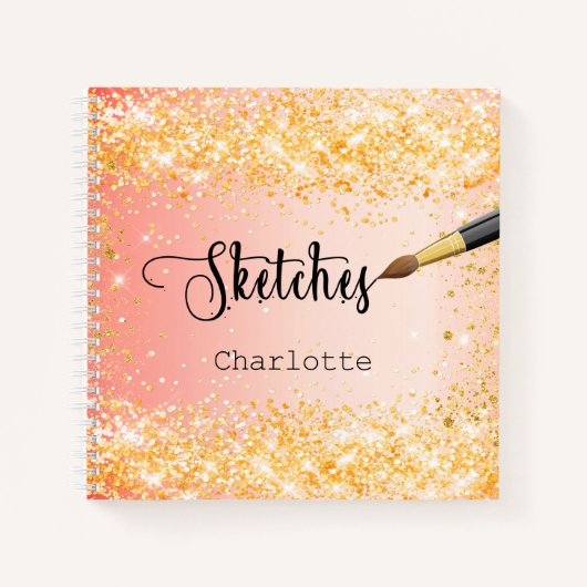 Orangengold-Glitzer Notizblock (Vorderseite)