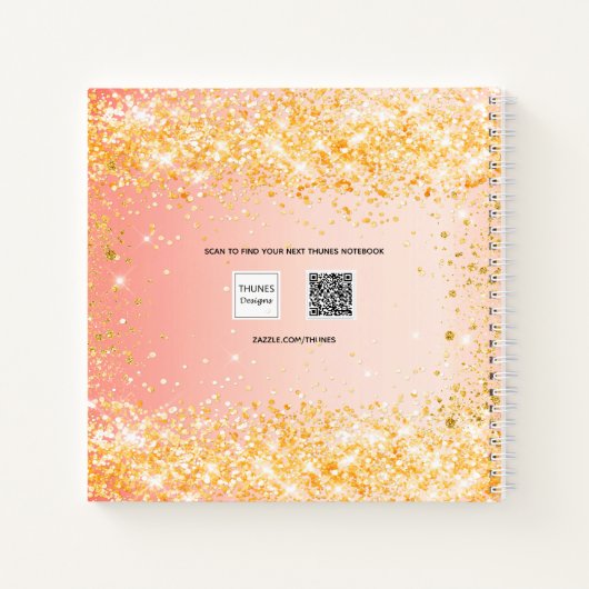 Orangengold-Glitzer Notizblock (Rückseite)