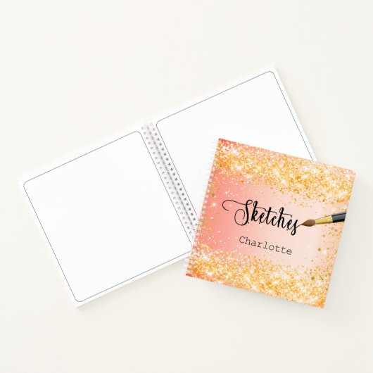 Orangengold-Glitzer Notizblock (Innenseite)