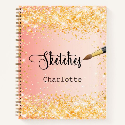 Orangengold-Glitzer Notizblock (Vorderseite)