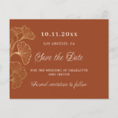 Orangengold Save the Date auf Hochzeit (Vorderseite)