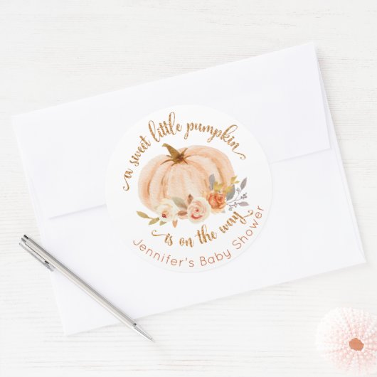 Orangengoldene Kürbisbrunnendusche Runder Aufkleber (Umschlag)