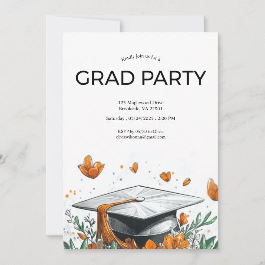 Orangengrad-Party Einladung (Vorderseite)