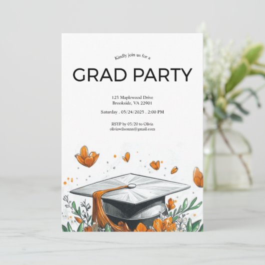 Orangengrad-Party Einladung (Stehend Vorderseite)