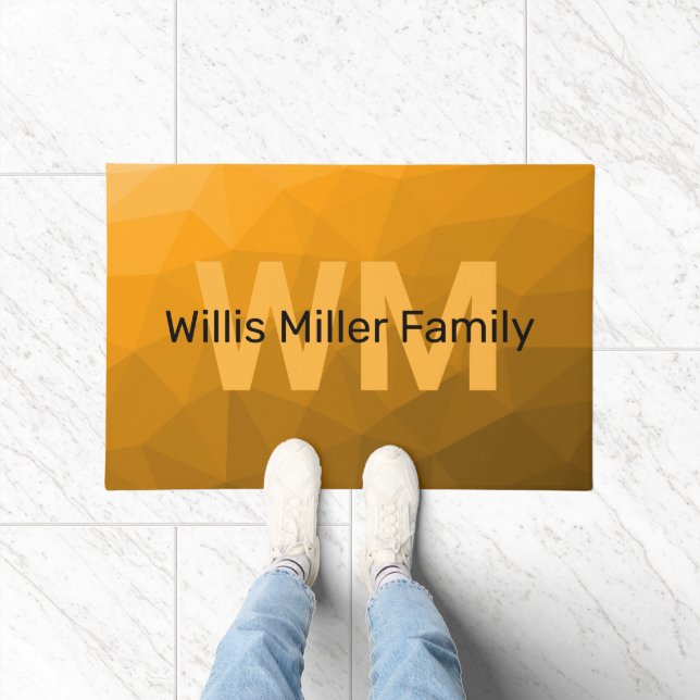 Orangengradientengeometrie Monogramm Fußmatte (Indoor)