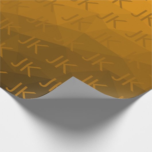 Orangengradientengeometrie Monogramm Geschenkpapier (Ecke)