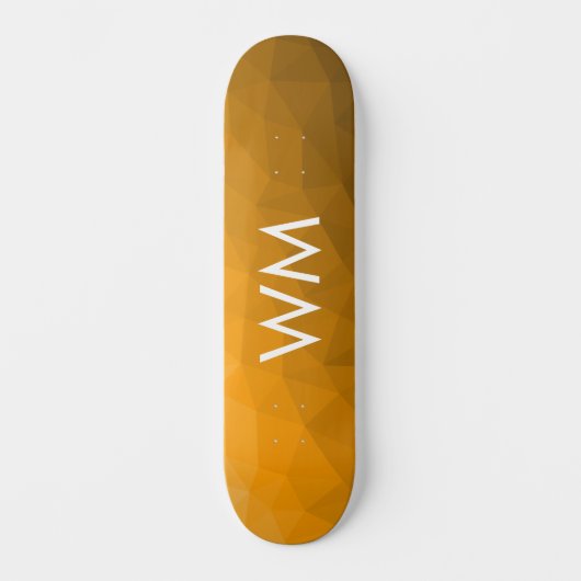 Orangengradientengeometrie Monogramm Skateboard (Vorderseite)