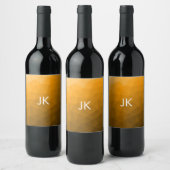 Orangengradientengeometrie Monogramm Weinetikett (Flaschen)