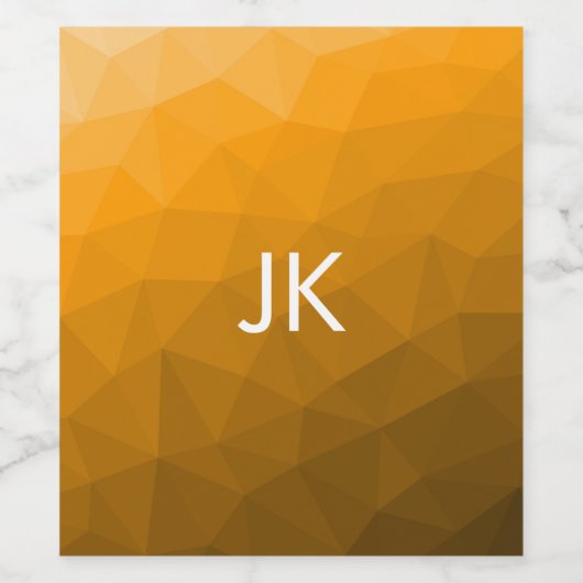 Orangengradientengeometrie Monogramm Weinetikett (Einzelnes Label)