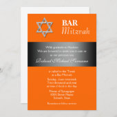 Orangengraue Bar mitzvah-Feierlichkeiten Einladung (Vorne/Hinten)