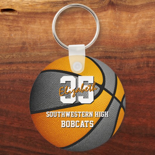 Orangengraue Basketballmannschaftsfarben Schlüsselanhänger (Vorderseite)