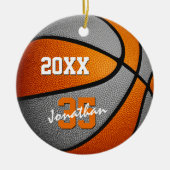 Orangengraue Jungen Basketballmannschaft für Mädch Keramik Ornament (Vorne)