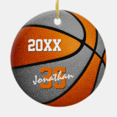 Orangengraue Jungen Basketballmannschaft für Mädch Keramik Ornament (Hinten)
