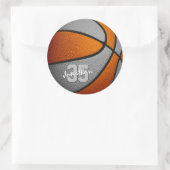 Orangengraue Jungs Basketballmannschaftsfarben Runder Aufkleber (Tasche)