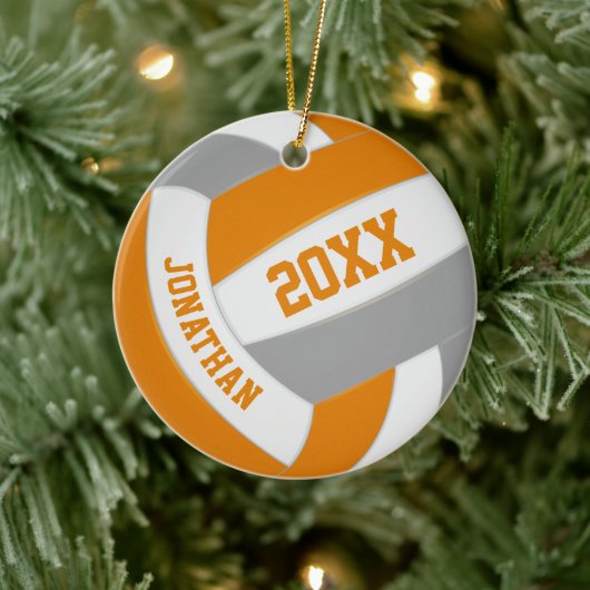 Orangengraue Jungs Mädchen Volleyballmannschaft Fa Keramik Ornament (Baum)