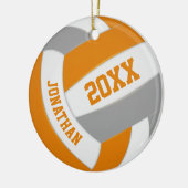 Orangengraue Jungs Mädchen Volleyballmannschaft Fa Keramik Ornament (Links)