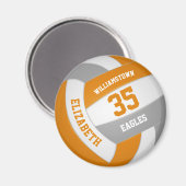 Orangengraue Volleyballmannschaft farbenfrohe Jung Magnet (Vorderseite/Rückseite)