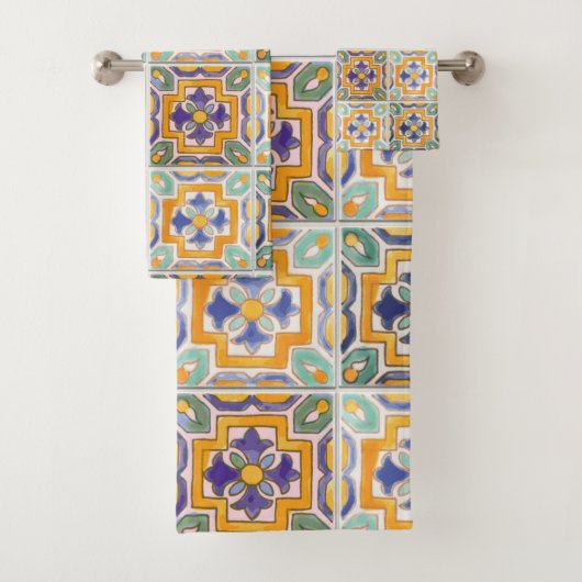 Orangengrün-blaues Handtuch Badhandtuch Set (Insitu)