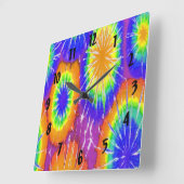 Orangengrün und gelbe gefärbte Krawatte Quadratische Wanduhr (Winkel)