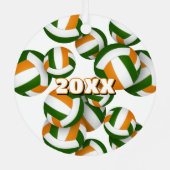 Orangengrüne Volleyball mit Athleten Namensgewähr Ornament Aus Metall (Rückseite)