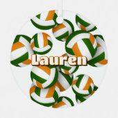 Orangengrüne Volleyball mit Athleten Namensgewähr Ornament Aus Metall (Vorderseite)