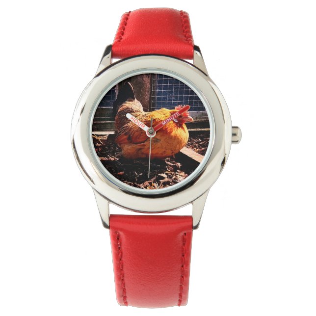 Orangenhahn Armbanduhr (Vorderseite)