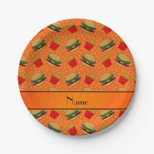 Orangenhaie mit personalisiertem Namen Pommes Frit Pappteller