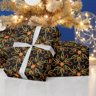 Orangenhaken Gelbhaken Gelbfisch Blume Muster Geschenkpapier