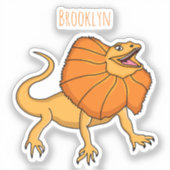 Orangenhals-Eidechsen-Cartoon Aufkleber (Vorderseite)