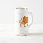 Orangenhals-Eidechsen-Cartoon Bierglas (VorderseiteRechts)