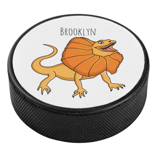 Orangenhals-Eidechsen-Cartoon Eishockey Puck (3/4)