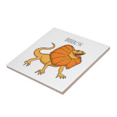 Orangenhals-Eidechsen-Cartoon Fliese (Seite)