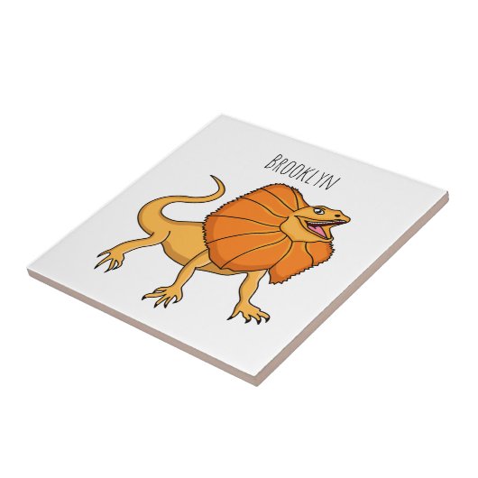 Orangenhals-Eidechsen-Cartoon Fliese (Seite)