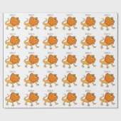 Orangenhals-Eidechsen-Cartoon Geschenkpapier (Flach)