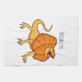 Orangenhals-Eidechsen-Cartoon Geschirrtuch (Horizontal)