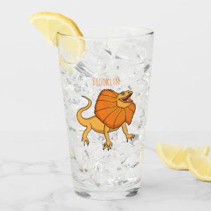 Orangenhals-Eidechsen-Cartoon Glas