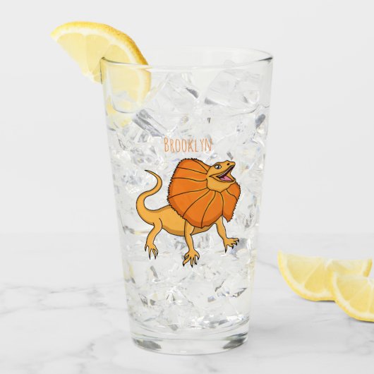 Orangenhals-Eidechsen-Cartoon Glas (Vorderseite Ice)