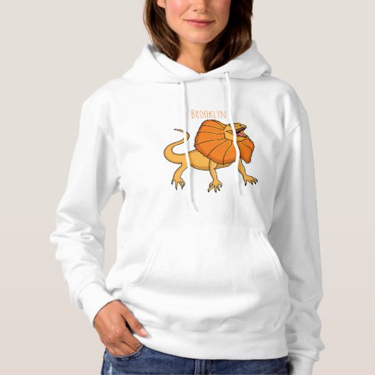 Orangenhals-Eidechsen-Cartoon Hoodie (Vorderseite)