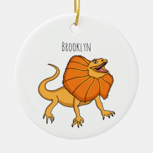 Orangenhals-Eidechsen-Cartoon Keramik Ornament