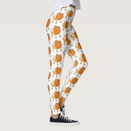 Orangenhals-Eidechsen-Cartoon Leggings (Rechts)