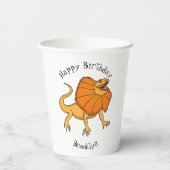 Orangenhals-Eidechsen-Cartoon Pappbecher (Rückseite)