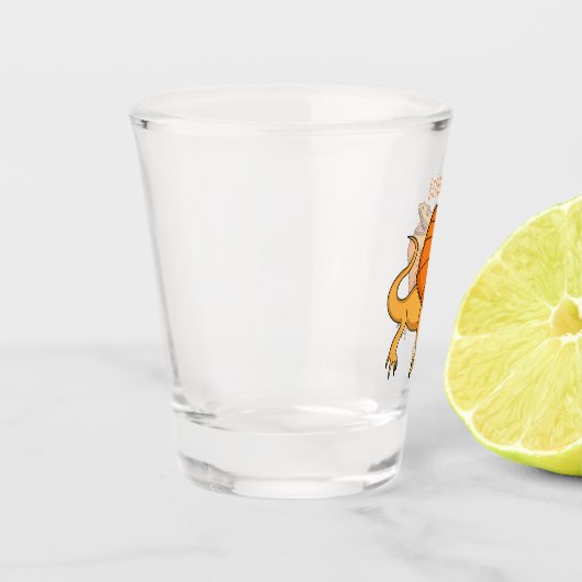 Orangenhals-Eidechsen-Cartoon Schnapsglas (Links)