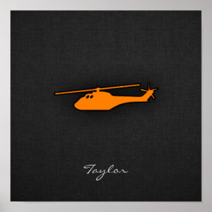 Orangenhubschrauber Poster