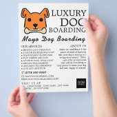 Orangenhund mit Knochen, Hund-Boarding, Werbung Flyer (Hand)