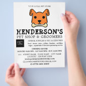 Orangenhund mit Knochen, Pet Store & Groomer Flyer (Hand)
