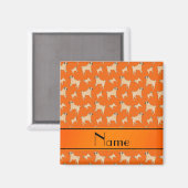 Orangenhunde mit personalisiertem Namen Magnet (Vorderseite/Rückseite)