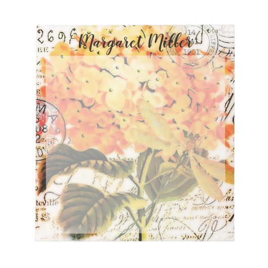 Orangenhydrangea personalisiert notizblock (Vorderseite)