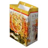 Orangenhydrangee und Libelle Mittlere Geschenktüte (Rückseite Schrägansicht)
